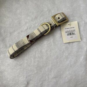 Hearth & Hand MAGNOLIA Pet Collar Size L Multi  Grey plaid  Brown  NWT